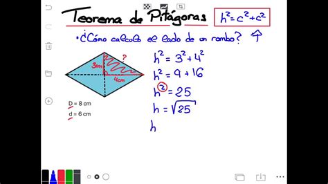 1º Eso Aplicaciones Del Teorema De Pitágoras Figuras Planas Youtube