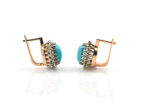 S Persian Turquoise Diamond Gold Earrings At Stdibs