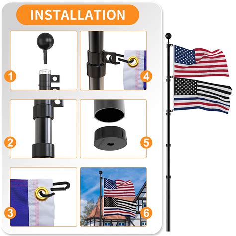buy scwn flag pole for outside in ground 25ft telescoping extra thick heavy duty flagpole for