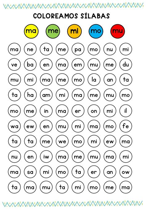 Trabajamos la atención coloreando sílabas ma me mi mo mu