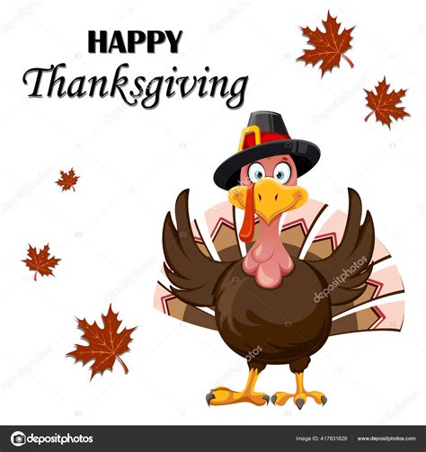 Happy Thanksgiving Day Greeting Card Funny Cartoon Character