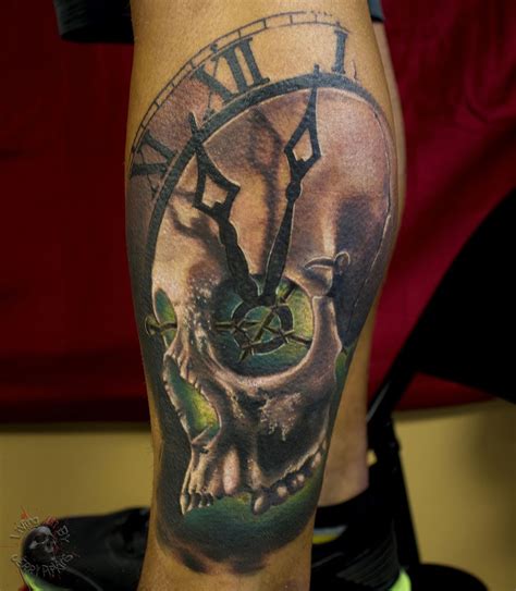 Skull Clock Leg Tattoo Tattoomagz › Tattoo Designs Ink Works