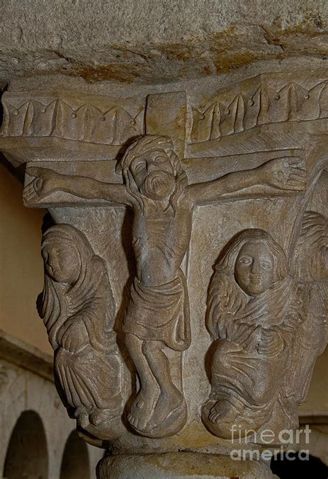 Medieval Crucifixion Sculpture In Romanesque 12th Century Cloister Aix