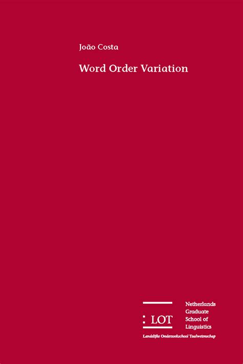 Lot Publications Webshop Word Order Variation