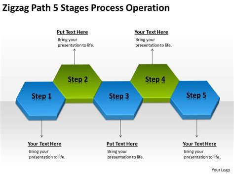 Business Flow Diagram Example Zigzag Path 5 Stages Process Operation