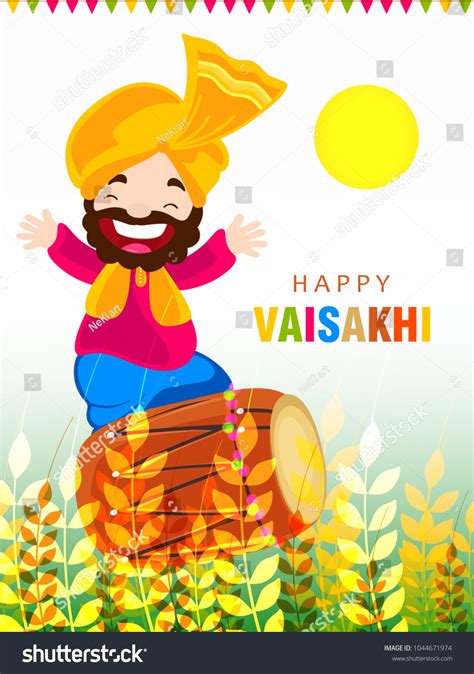 Illustration Happy Vaisakhi Baisakhi Punjabi Festival Stock Vector