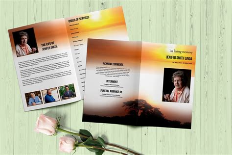 Sunset Funeral Program Template Obituary Template Memorial Etsy In