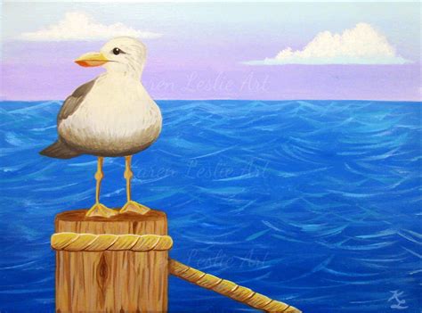 Original 9 X 12 Seagull Painting Ocean Waves Art Beach House Etsy