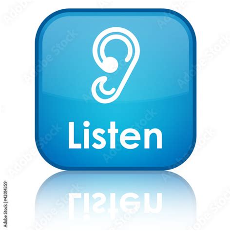 Listen Ear Icon Blue Button Stock Photo And Royalty Free Images