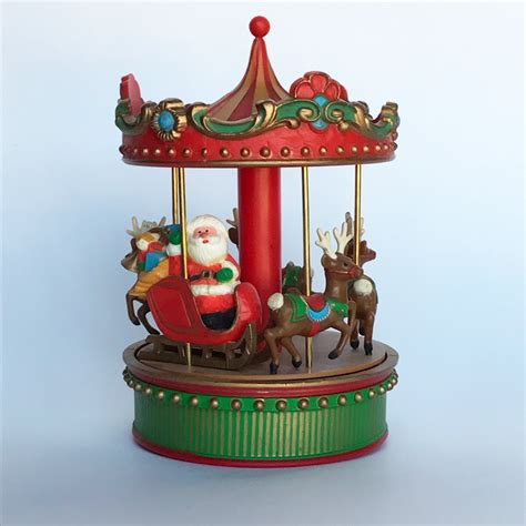 Christmas Carousel Melody Go Round Vintage Music Box