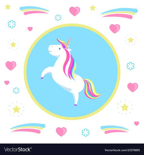 Unicorn With Rainbow Mane And Sharp Horn Vector Image