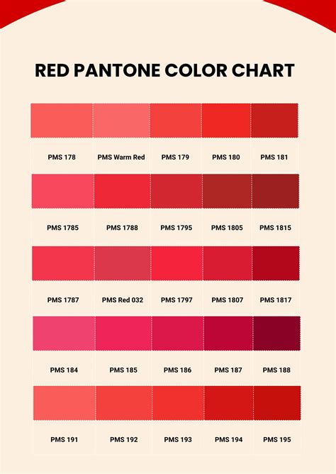 Pantone Color Chart Red