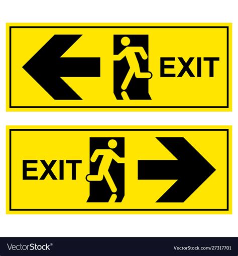 Emergency Exit Sign Man Running Out Fire Exit Vector Image