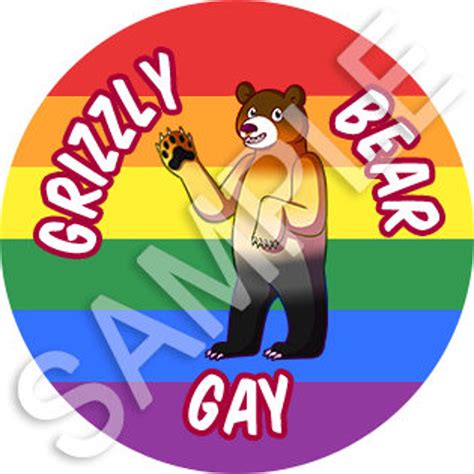 Pride Flag Bears Pin Buttons Grizzly Bear Gay Pride For Etsy
