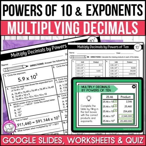 Multiply Decimals By Powers Of Ten Using Exponents Digital Print And