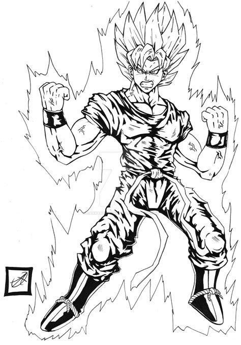 Goku Super Saiyan Version Black And White By Darkartistdomain On Deviantart