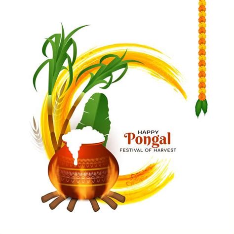Free Vector Happy Pongal Festival Decorative Background Design Vector