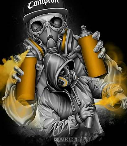 Graffiti Canvas Drawing Lowrider Angry Mask Gas