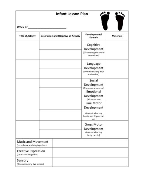 Infant Lesson Plan Template Download Printable Pdf Templateroller