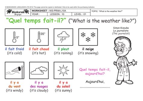 French Y34 At School The Weather Expressionsles Prévisions