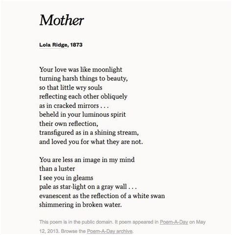 Mother Lola Ridge Mother Poems Mothers Day Poems Writing Poems
