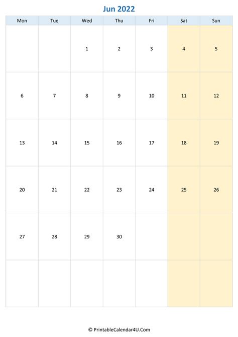 June 2022 Calendar Templates