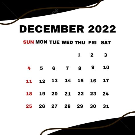 Version White Transparent December 2022 Black Version Calender Png