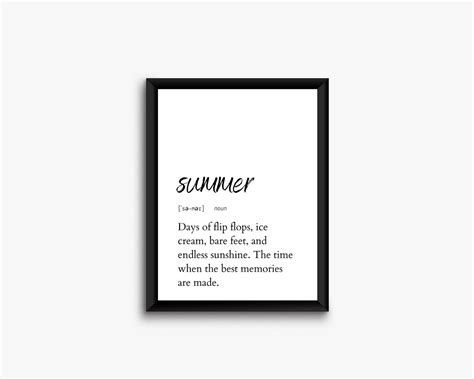 Summer Definition Printable Wall Art Summer Poster Summer Etsy