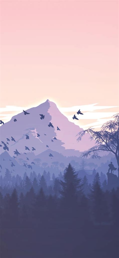 1125x2436 Minimalism Birds Mountains Trees Forest Iphone Xsiphone 10