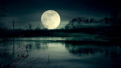 Moon Night Spooky Lake Moonrise Spotlight Super