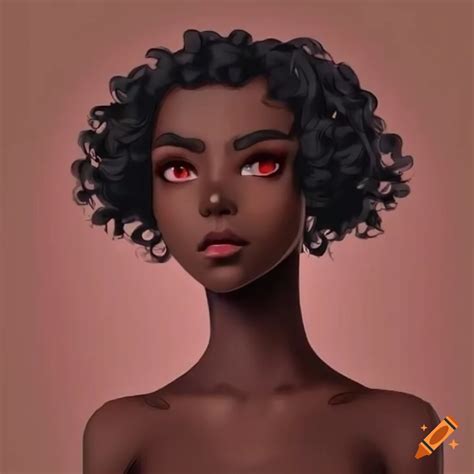 Anime Inspired Female Character With Dark Brown Skin And Curly Hair On Craiyon