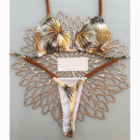 qinjoyer sexy badmode vrouwen plantenprint badpak braziliaanse string bikini set badpakken