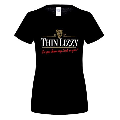 Gildan Thin Lizzy Guinness Phil Lynott Retro Vintage Music T Shirt Teenage Natural Cotton