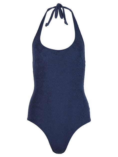 Lisa Marie Fernandez Amber Terry Cloth Maillot Swimsuit In Blue Lyst