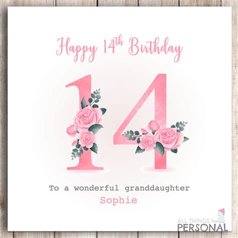 Personalised 14th Birthday Card For Daughter Granddaughter Etsy Uk