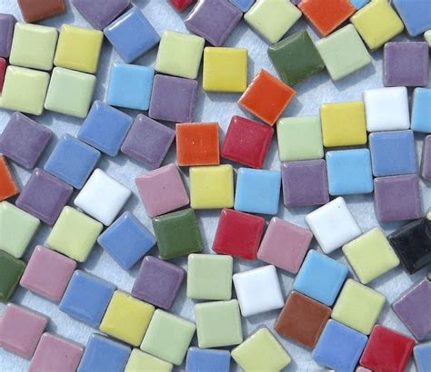 Tiny Square Mosaic Tiles In Assorted Colors 38 Inch Ceramic 1 Pound