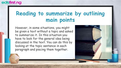 Reading To Summarize By Outlining Main Pointsenglish Ss3 Youtube