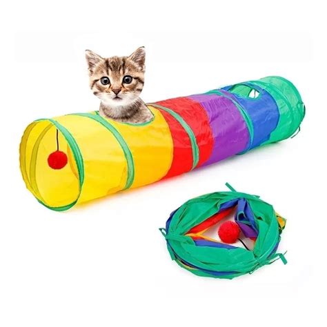 Cat Tunnel Toy Funny Pet 4 Holes Play Tubes Balls Collapsible Crinkle