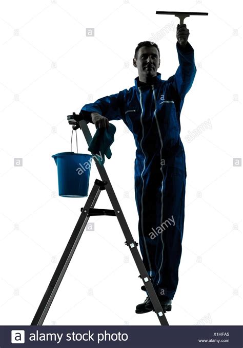 Silhouette Man Window Cleaning High Resolution Stock Photography And