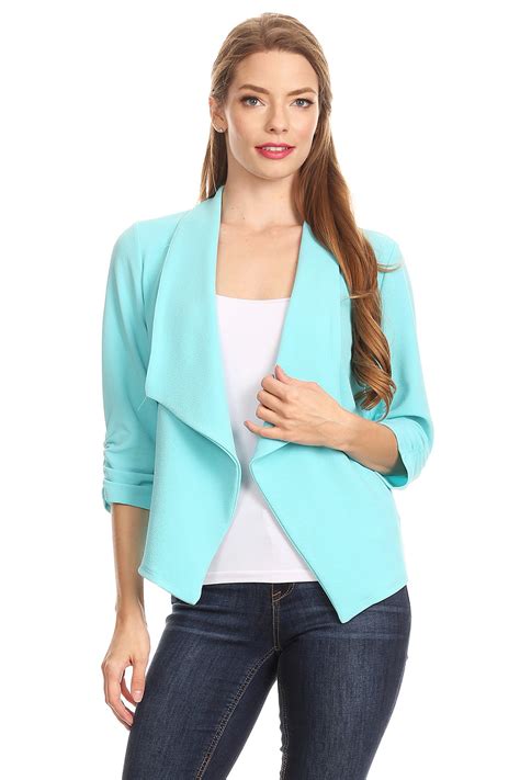 women s solid printed open blazer cardigan jacket made in usa