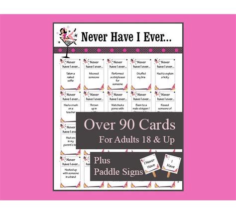 Never Have I Ever Game Girls Night Bachelorette Party Games Etsy