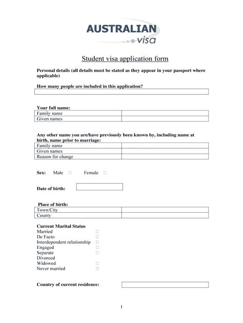 Australia Student Visa Form Fill Online Printable Fillable Blank