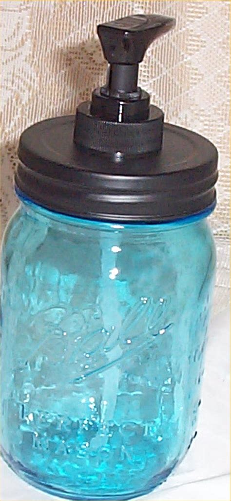 Mason Jar Soap Pump Blue Lotion Dish Soap Dispenser Old