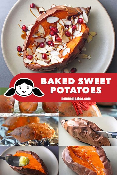 The whole sweet potatoes bake perfectly fine laying on a piece of foil for a super easy side dish. Baked Sweet Potatoes (Yams) - Nom Nom Paleo®