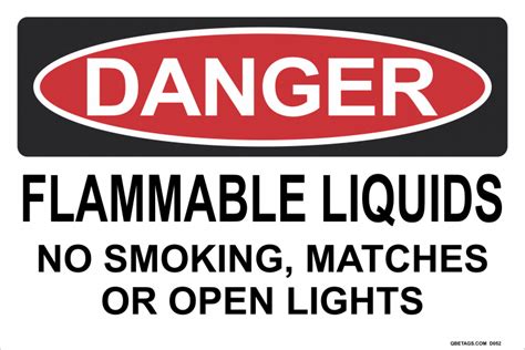 Danger Flammable Liquids No Smoking Matches Or Open Lights Qbe Tags