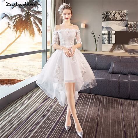 buy sexy lace short wedding dresses 2018 half sleeves vestido de noiva short