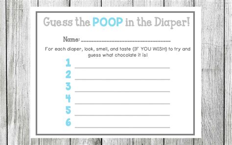Guess The Chocolate In The Poopy Diaper Baby Shower Game Blue Etsy