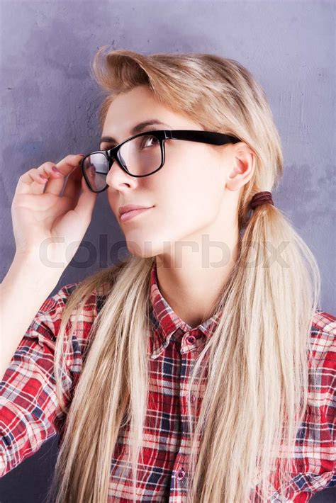 Babe Beautiful Blond Woman With Glasses Stock Image Colourbox