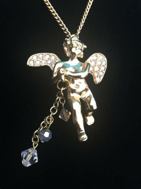 Kirks Folly Celestial Angel Cherub Necklace Dangle Pendant Ab
