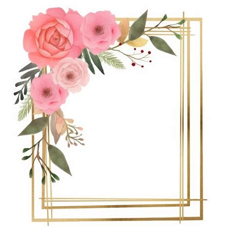 Premium Photo Abstract Gold Glitter Rectangle Frame With Pink Rose